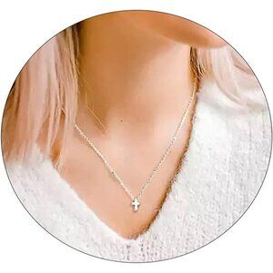⚡18K Gold Plated CZ Diamond Cross Necklace for Women Stainless Steel Faith